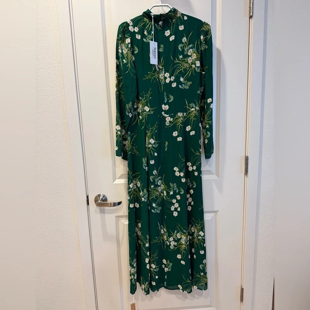 Reformation Castalia Green Floral Long Sleeve Maxi Dress - Picture 4 of 4